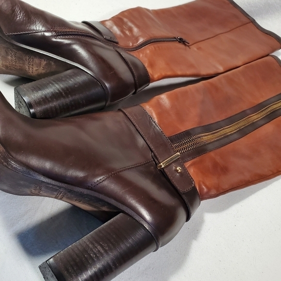 Mimosa Tall Heeled Leather Boots Tan Brown Made in Italy Size EU 39 US 8 - Picture 4 of 16